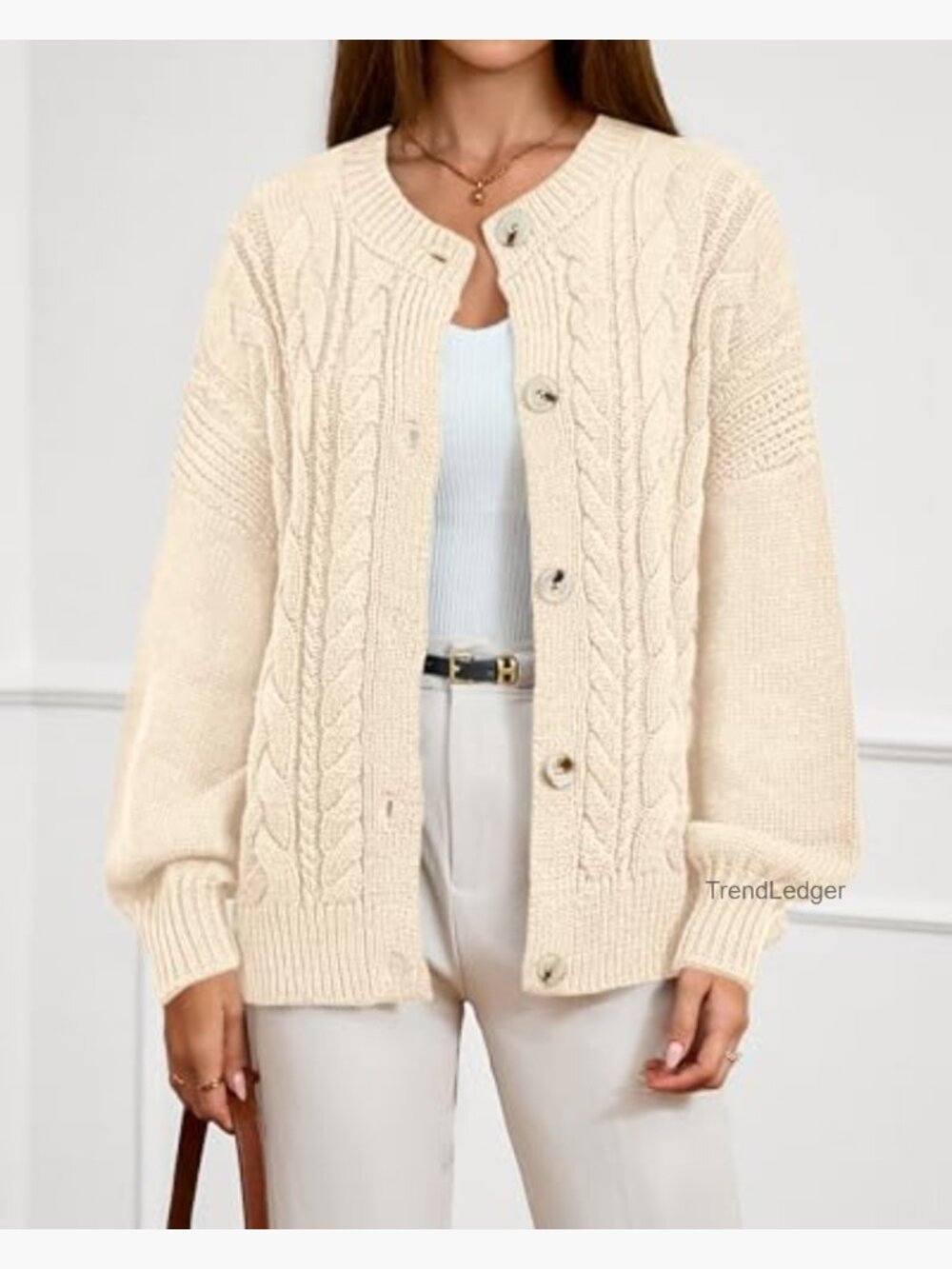 Chunky Cable Knit Cardigan Sweater Women's Oversized Button Front Winter - Picture 2 of 7